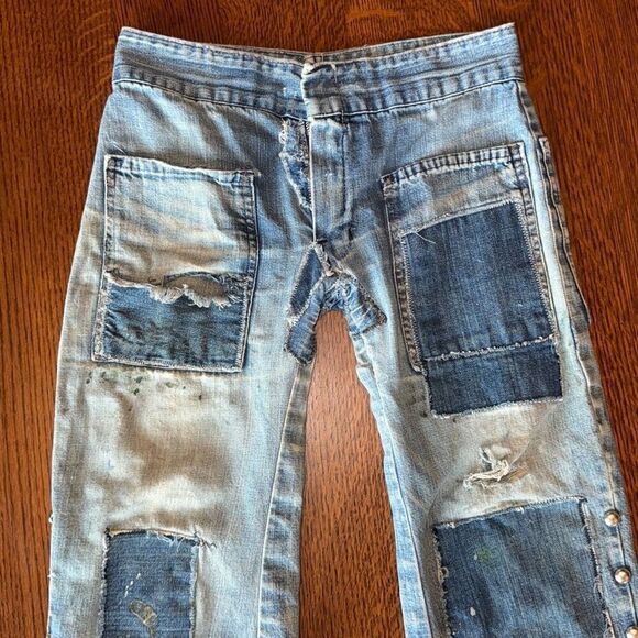 Vintage 1960’s Rare Original Repairs Patchwork Flair Jeans Women’s Misses Petite - Picture 1 of 16